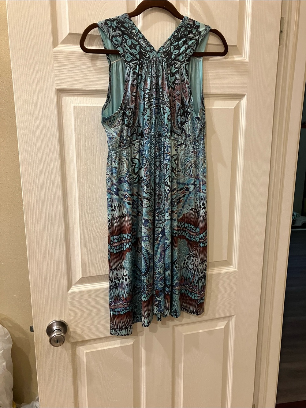 Apt. 9 Teal Paisley Print V-Neck Midi Dress - Picture 6 of 12